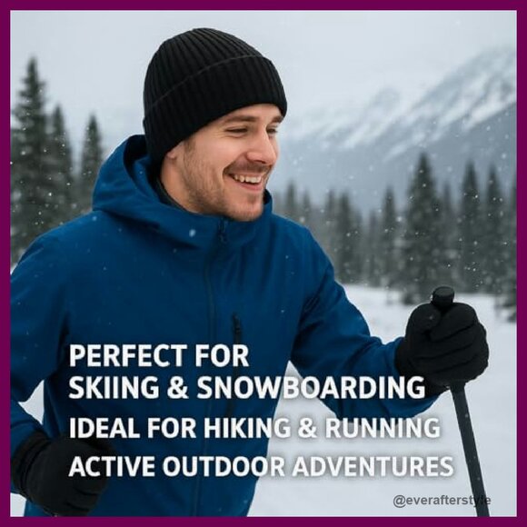 Oversized Merino Wool Beanie Fleece Lined Winter Hat Unisex Ski Skull Cap main image 6